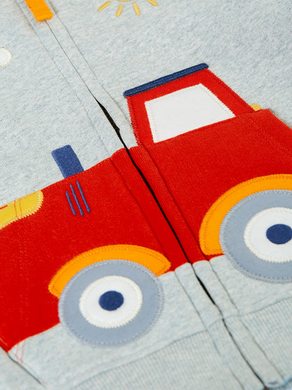 Frugi Baby Boys Grey Tractor Hoodie
