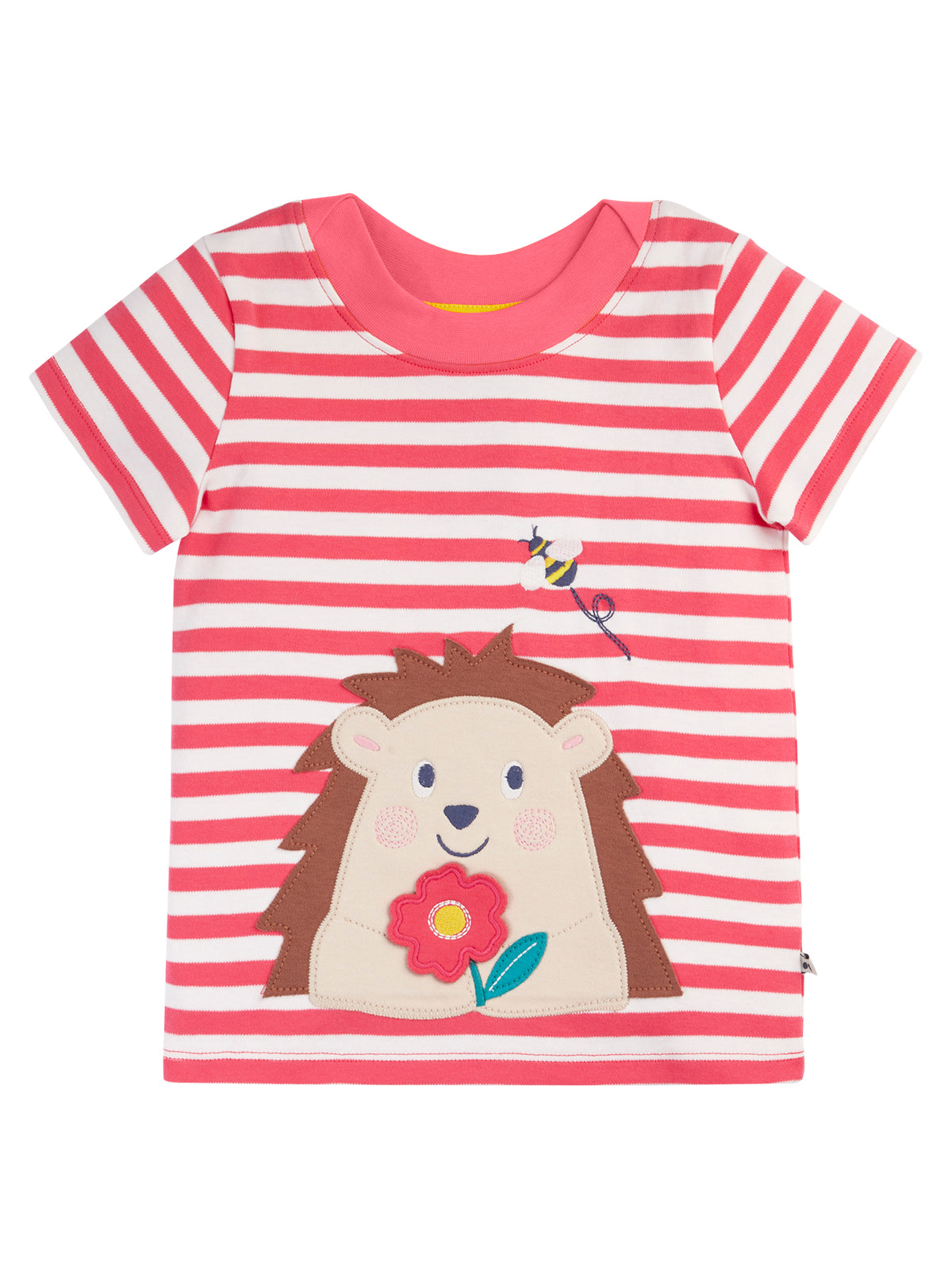 Frugi Baby Girls Rhubarb Stripe/Hedgehog Easy On T-shirt