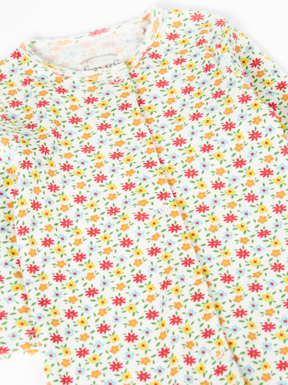 Frugi Baby Girls Ditsy Floral Lovely Pointelle Babygrow