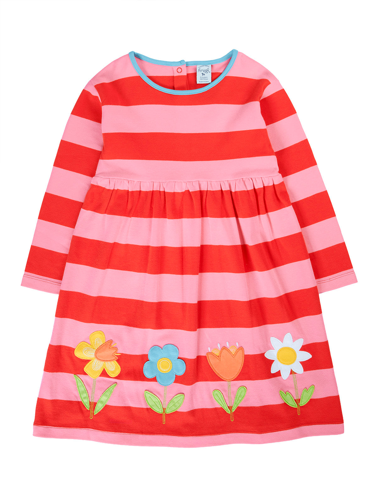 Frugi Girls Amelia Stripe/Bloom Applique Dress