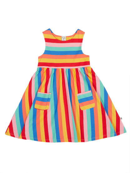 Frugi Girls Samantha Strawberry Rainbow Stripe Dress
