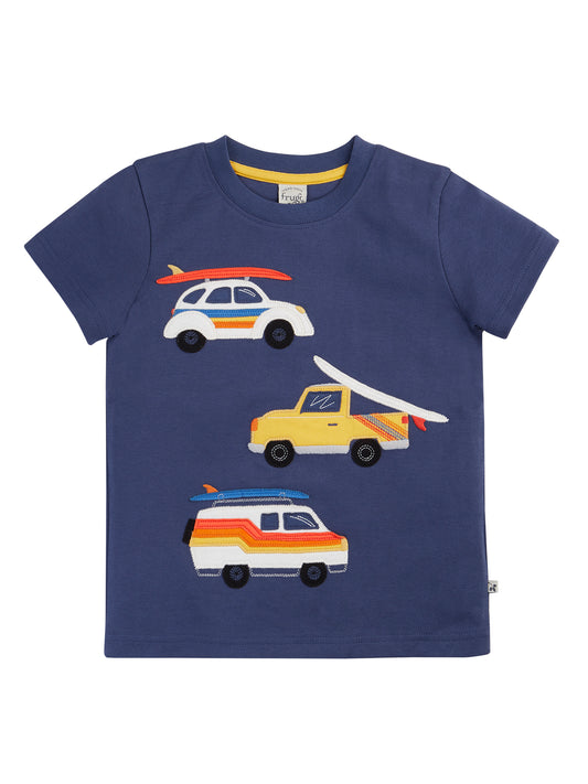 Frugi Boys Carsen Navy Blue/Vehicles T-shirt