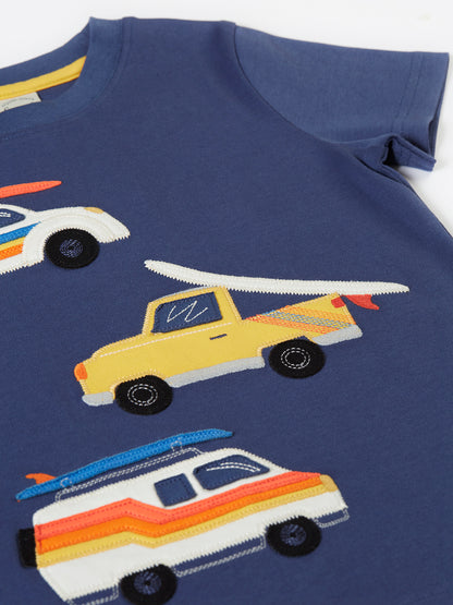 Frugi Boys Carsen Navy Blue/Vehicles T-shirt