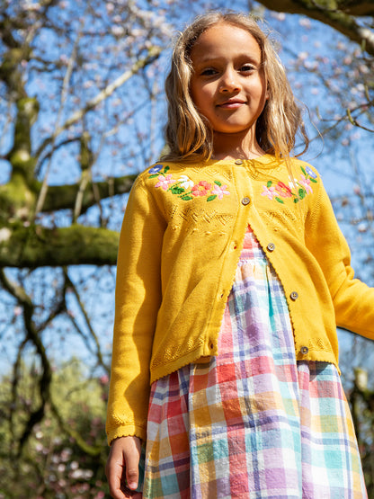 Frugi Girls Flowers Juniper Cardigan
