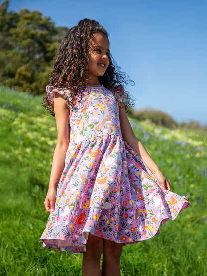 Frugi Girls Olivia Lupin Meadow Play Skater Dress