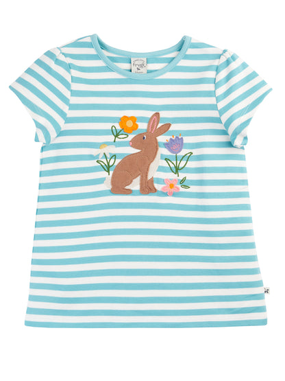 Frugi Girls Lichen Stripe/Rabbit Lindsey T-shirt