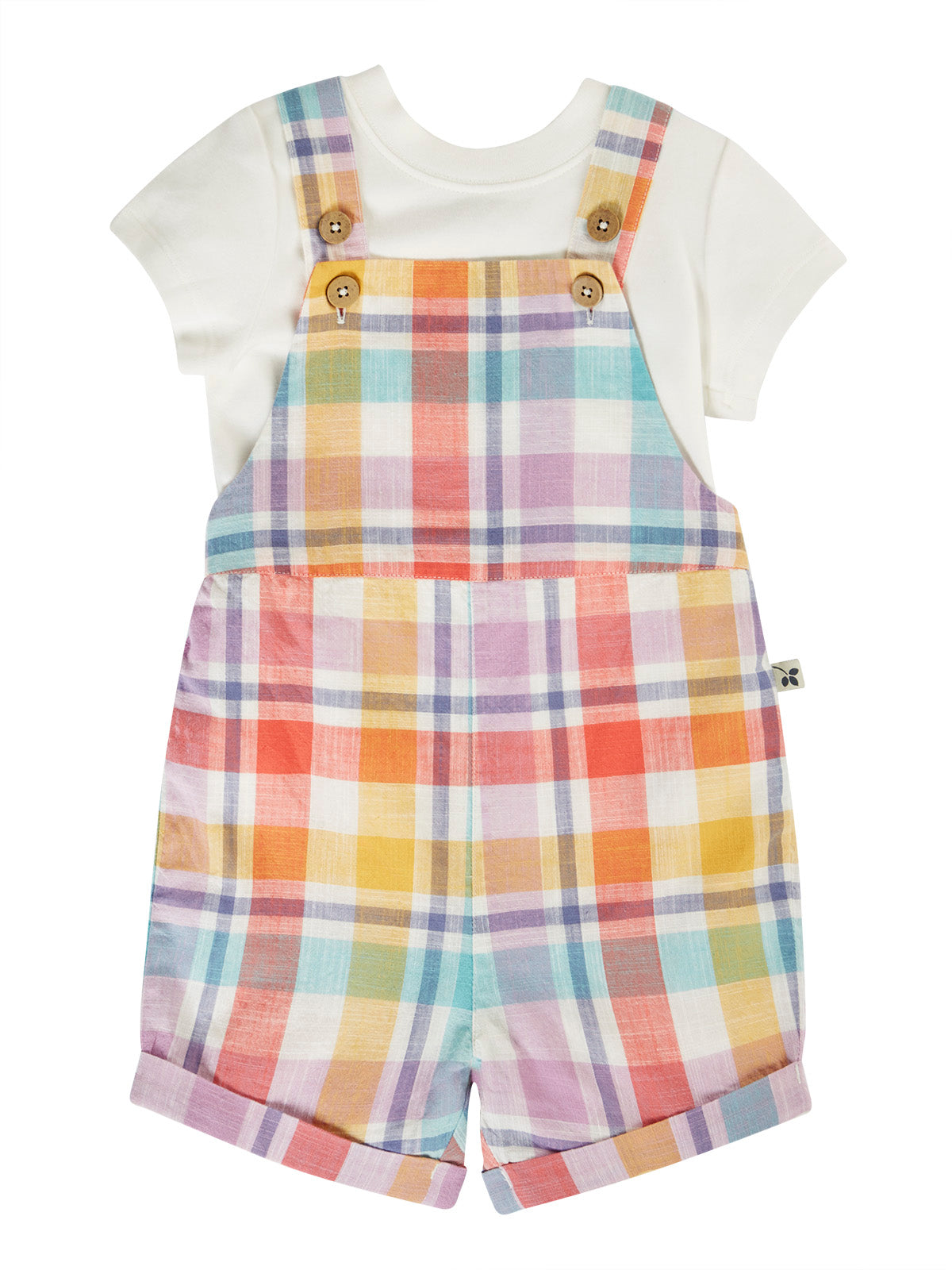 Frugi Baby Boys Springtime Check Freddie Dungaree Outfit