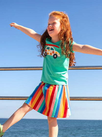 Frugi Girls Strawberry Rainbow Stripe Alba Skort