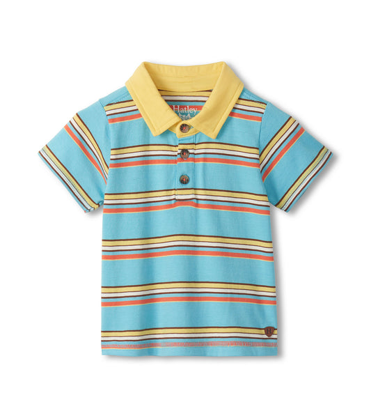 Hatley Baby Boy Camp Stripe Peached Jersey Polo Tee