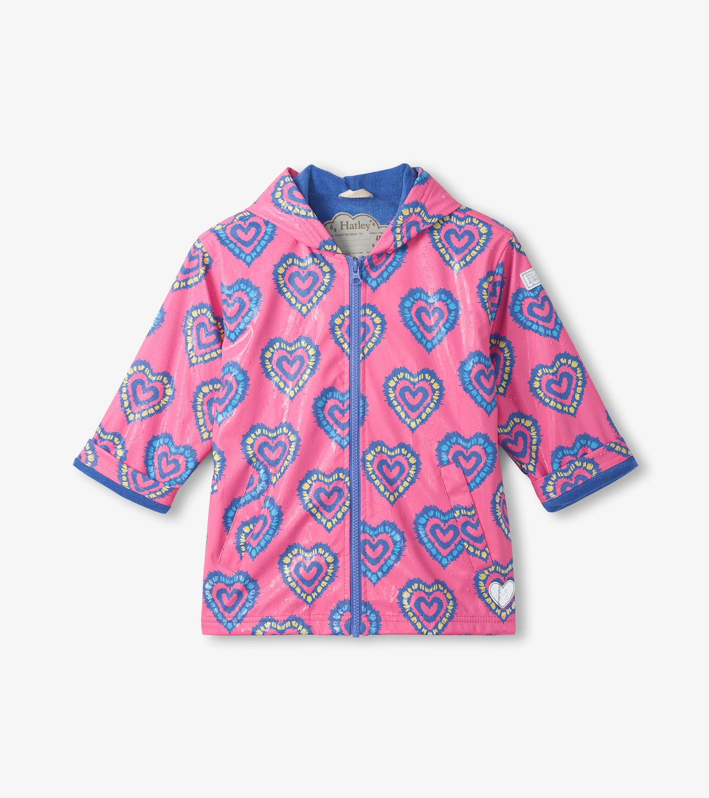 Hatley Girls Heart Burst Colour Change Zip-Up Raincoat