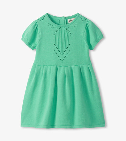 Hatley Baby Girls Neptune Green Knit Pointelle Dress