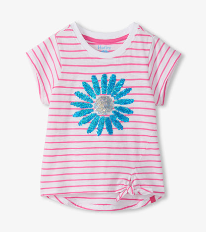 Hatley Girls Radiant Flower Striped Tie Front Tee