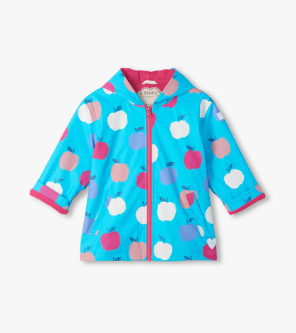 Hatley Girls Apple Orchard Colour Change Zip-Up Raincoat