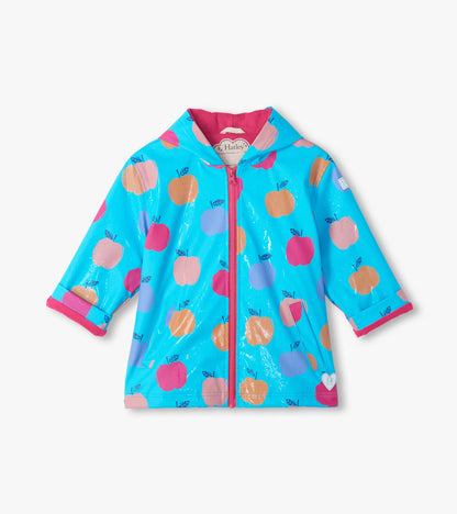 Hatley Girls Apple Orchard Colour Change Zip-Up Raincoat