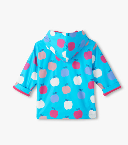 Hatley Girls Apple Orchard Colour Change Zip-Up Raincoat