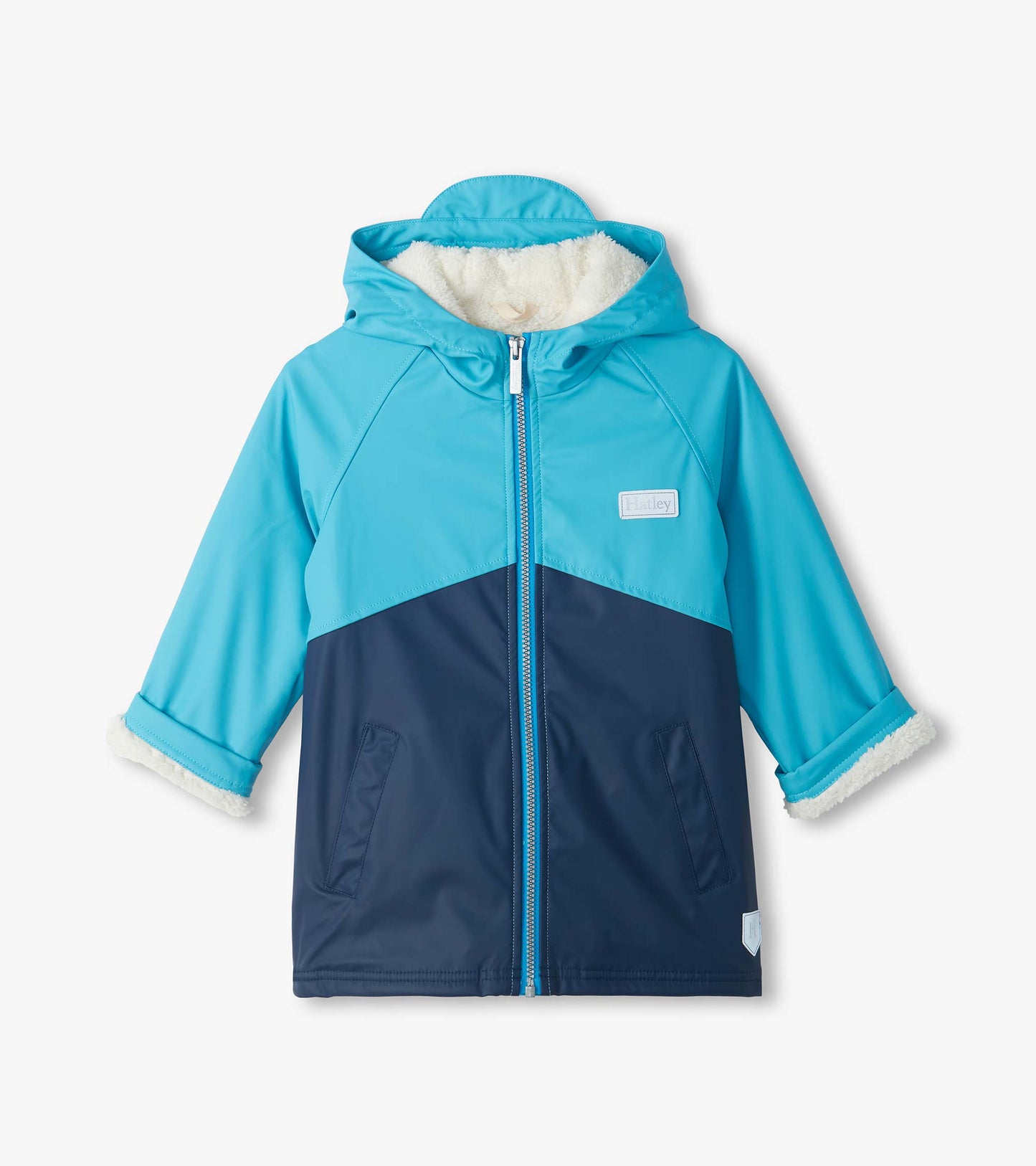 Hatley Boys Blue Colourblock Sherpa Lined Rain Jacket