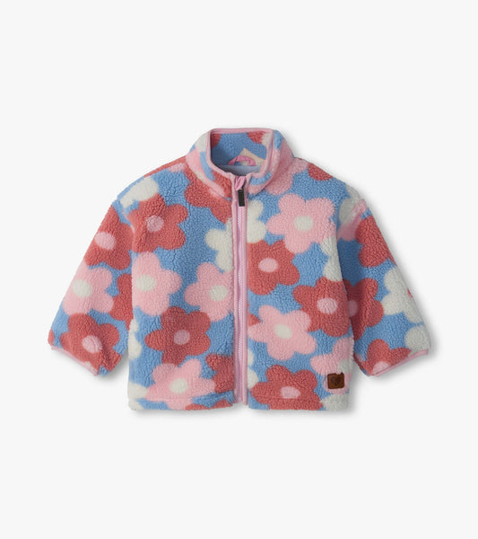 Hatley Baby Girl Big Flowers Mock Neck Sherpa Jacket