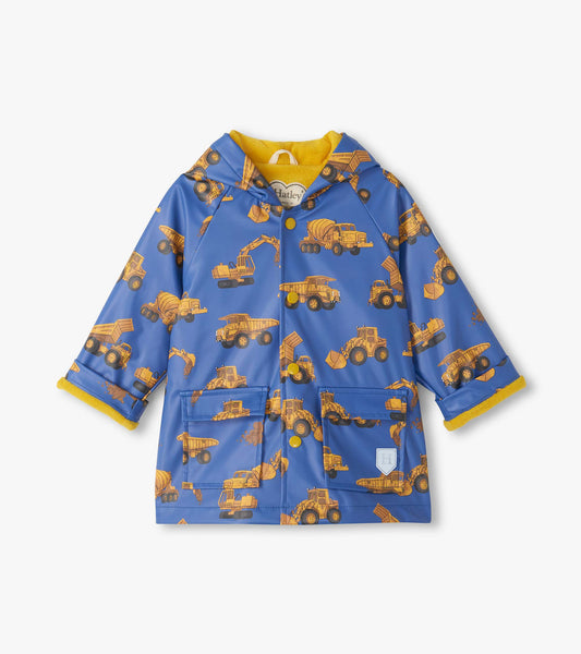 Hatley Baby Boy Construction Trucks Snap Raincoat