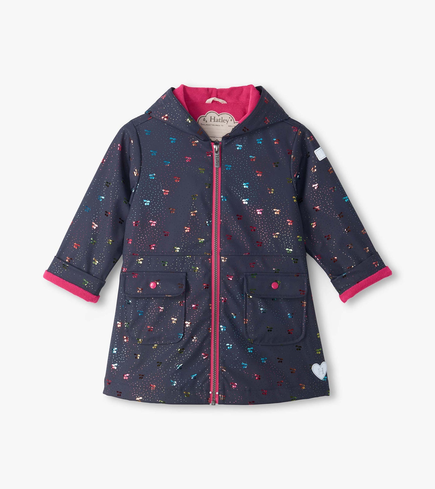 Hatley Girls Rainbow Foil Cherry Raincoat