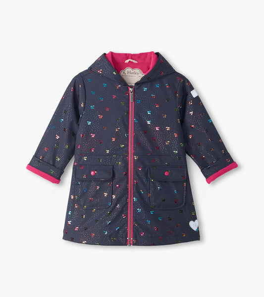 Hatley Girls Rainbow Foil Cherry Raincoat