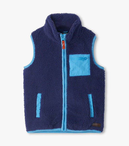 Hatley Boys Patriot Blue Faux Sherpa Vest Gilet