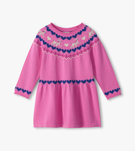 Hatley Baby Girls Pink Pups Flared Pretty Sweater Dress