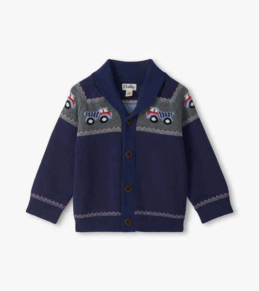 Hatley Baby Boys Trucks Shawl Collar Cardigan