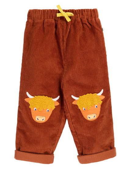 Frugi Baby Boys Arlo Cord Highland Cow Trousers