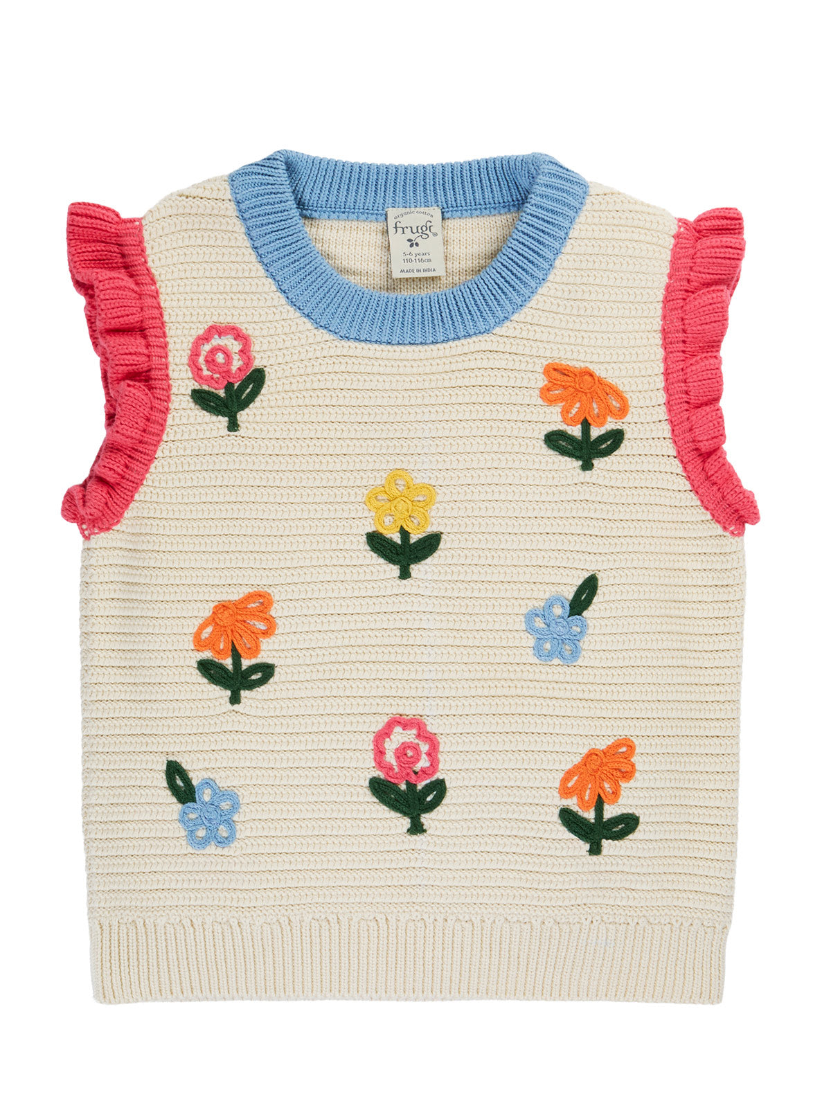 Frugi Girls Margot Knitted Tank Top with Flowers