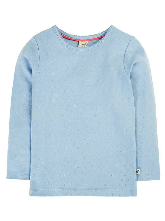 Frugi Girls Winter Sky Pointelle Top