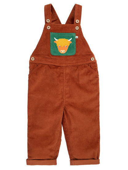 Frugi Baby Boys Sebby Cord Highland Cow Dungaree
