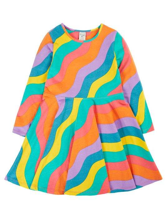 Frugi Girls Sofia Rainbow Ric Rac Skater Dress