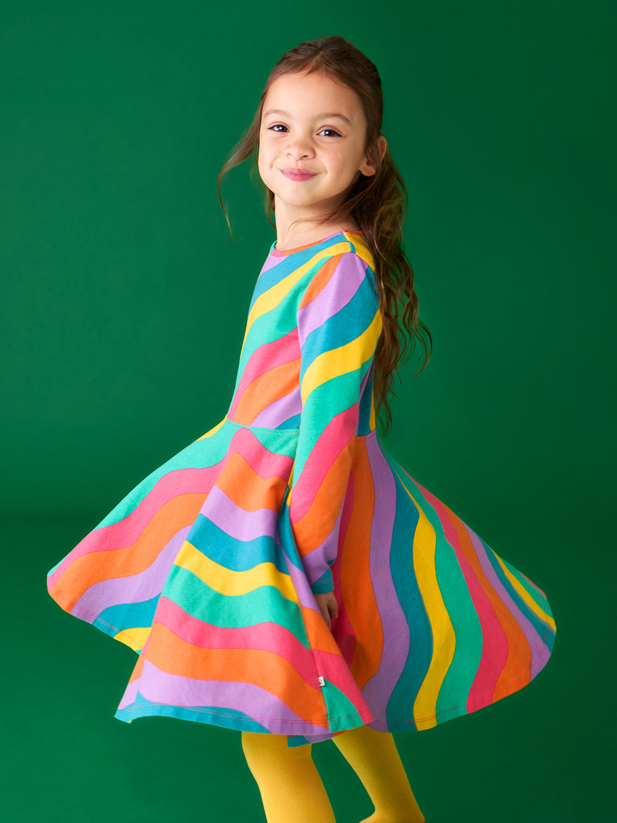Frugi Girls Sofia Rainbow Ric Rac Skater Dress
