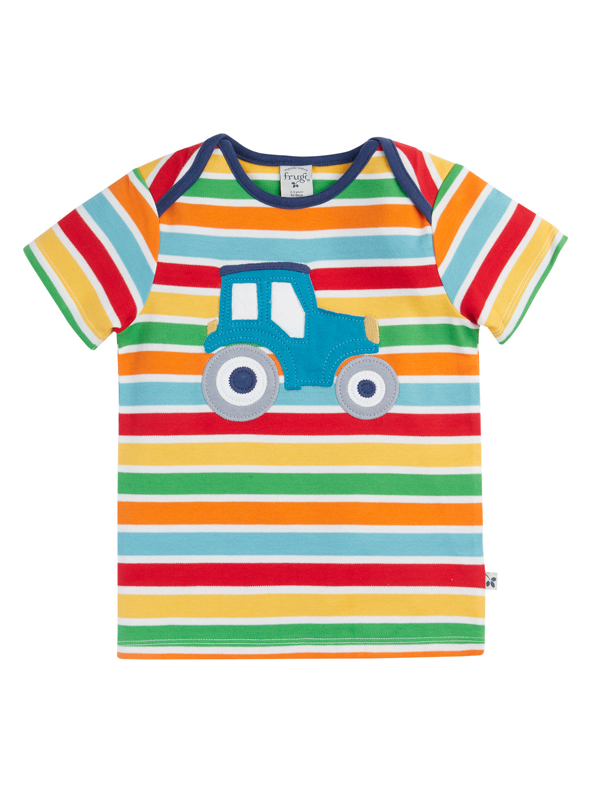Frugi Baby Boys Happy Stripe/Tractor Applique T-shirt