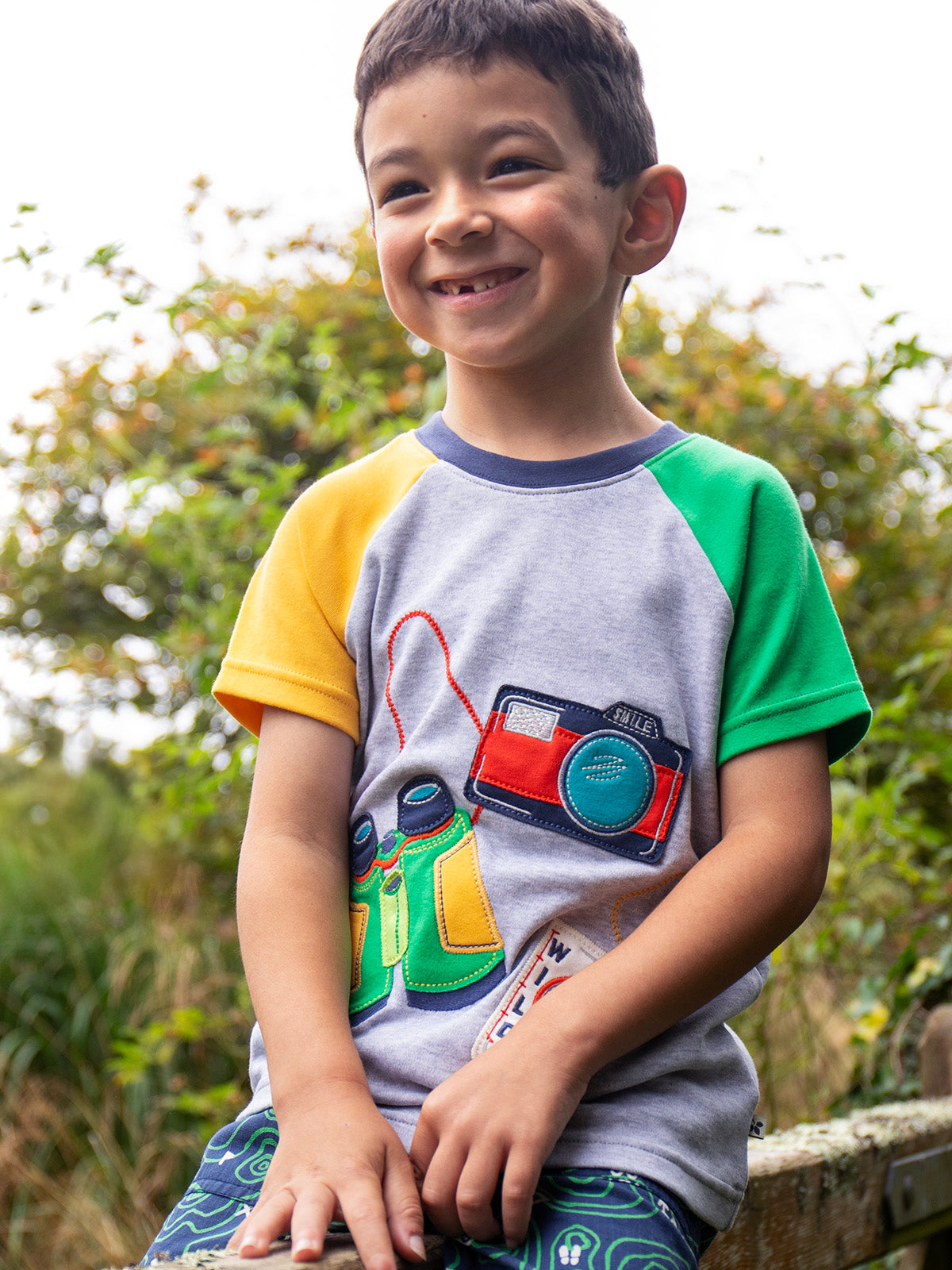 Frugi Boys Grey Adventure Renny Raglan T-shirt
