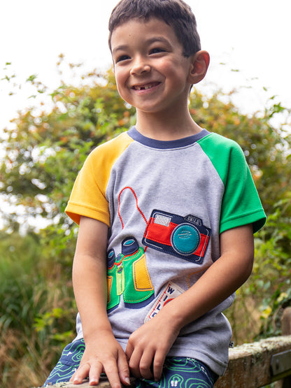 Frugi Boys Grey Adventure Renny Raglan T-shirt