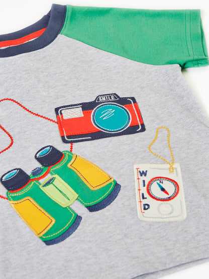 Frugi Boys Grey Adventure Renny Raglan T-shirt