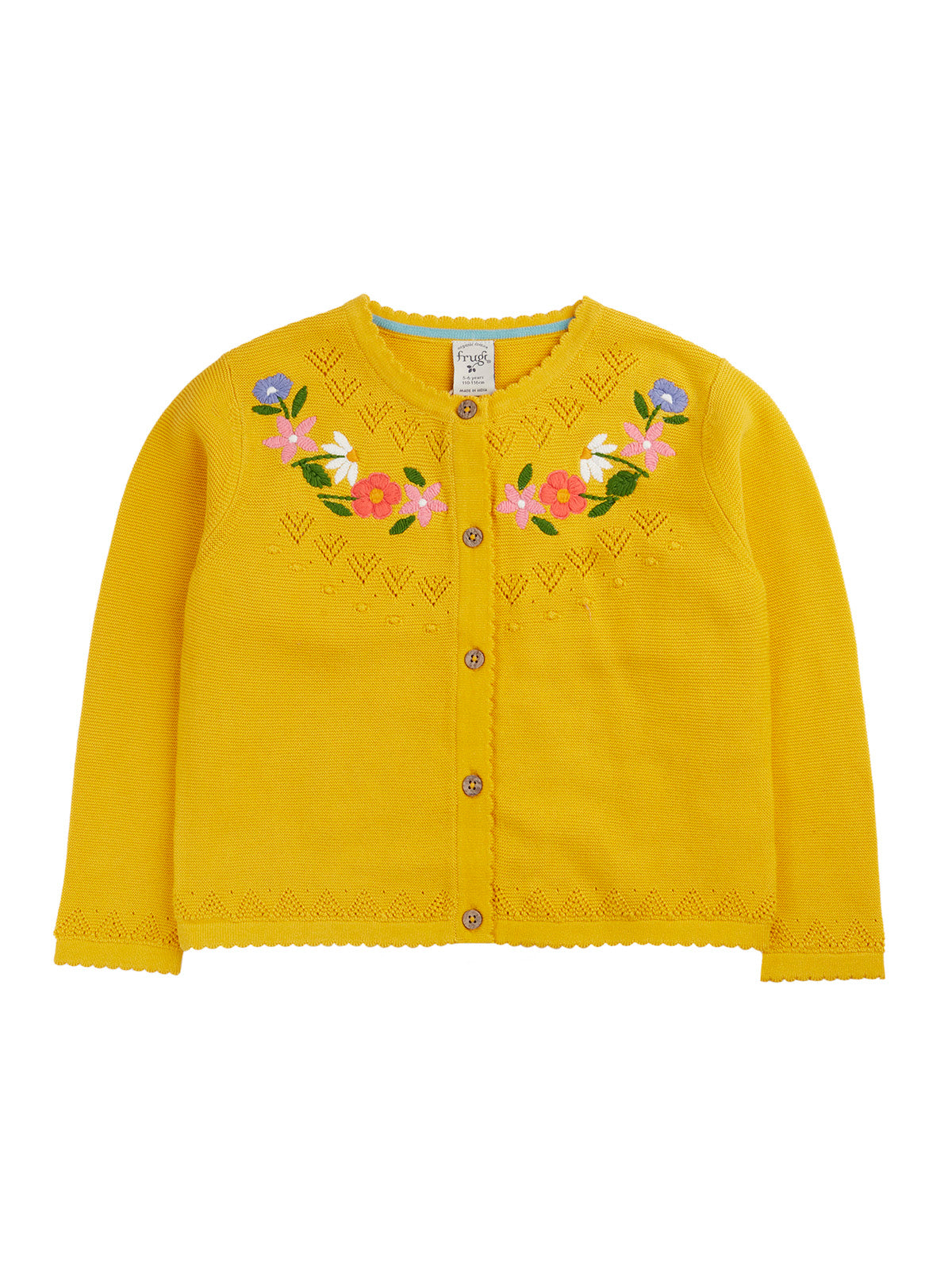 Frugi Girls Flowers Juniper Cardigan