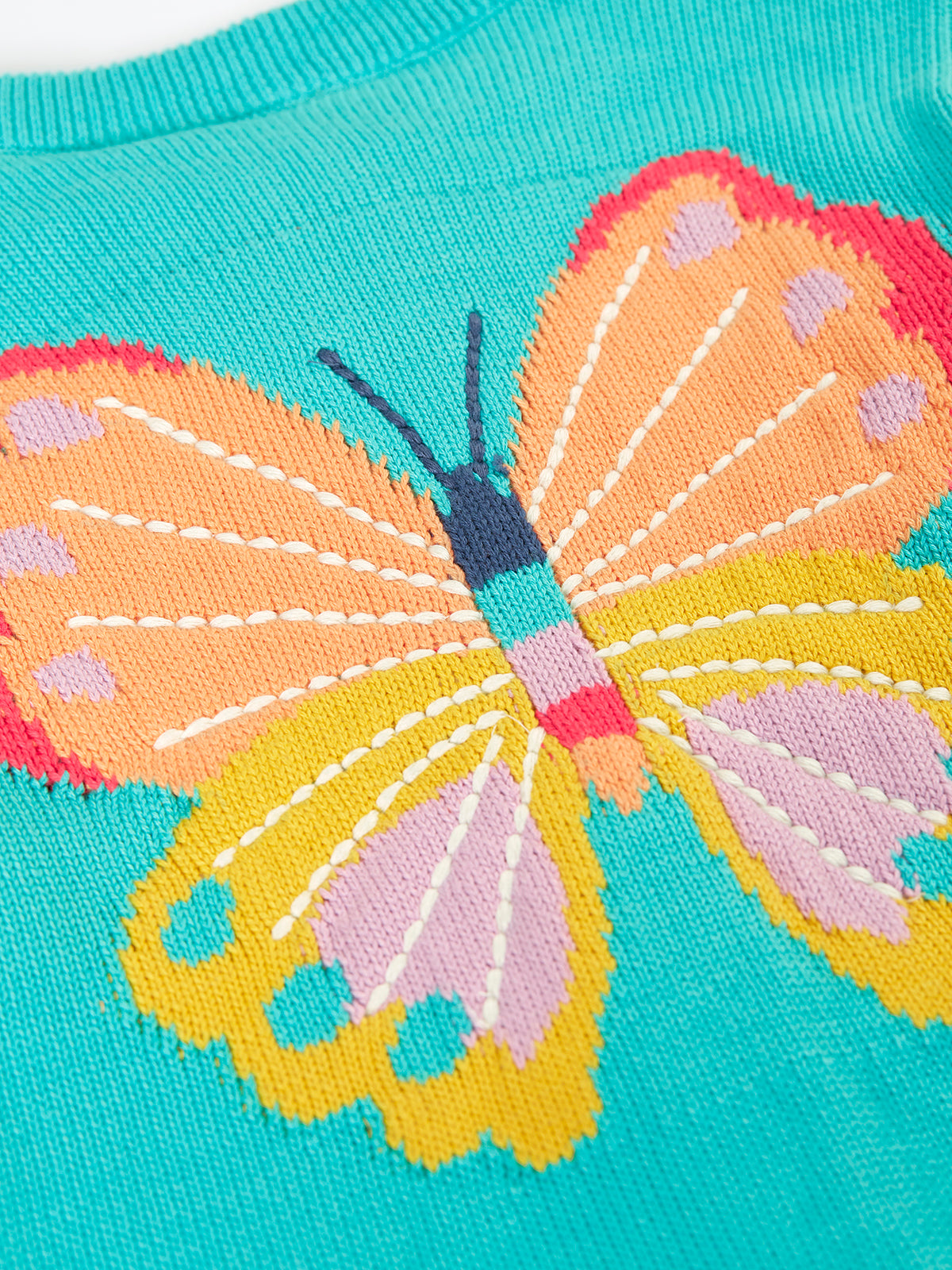 Frugi Girls Cammie Aqua Butterfly Cardigan