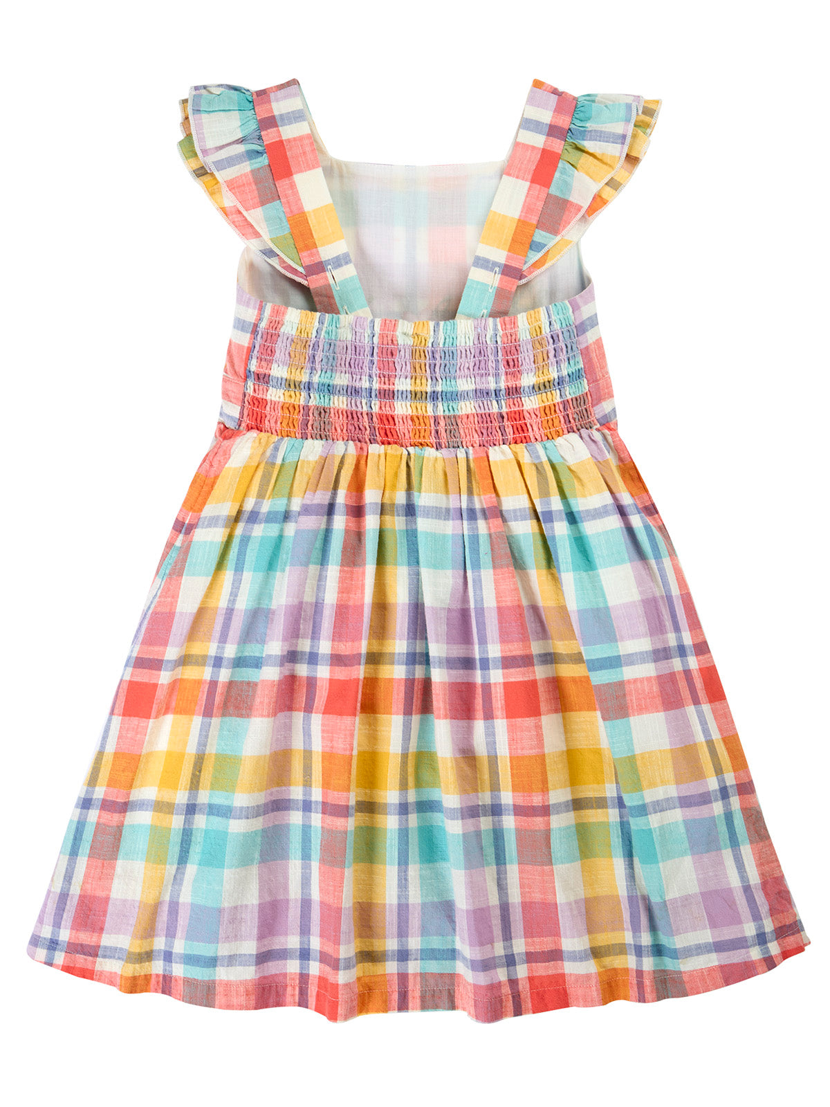 Frugi Girls Springtime Check Flowers Hyacinth Dress