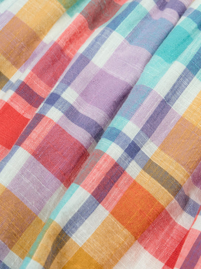 Frugi Girls Springtime Check Flowers Hyacinth Dress