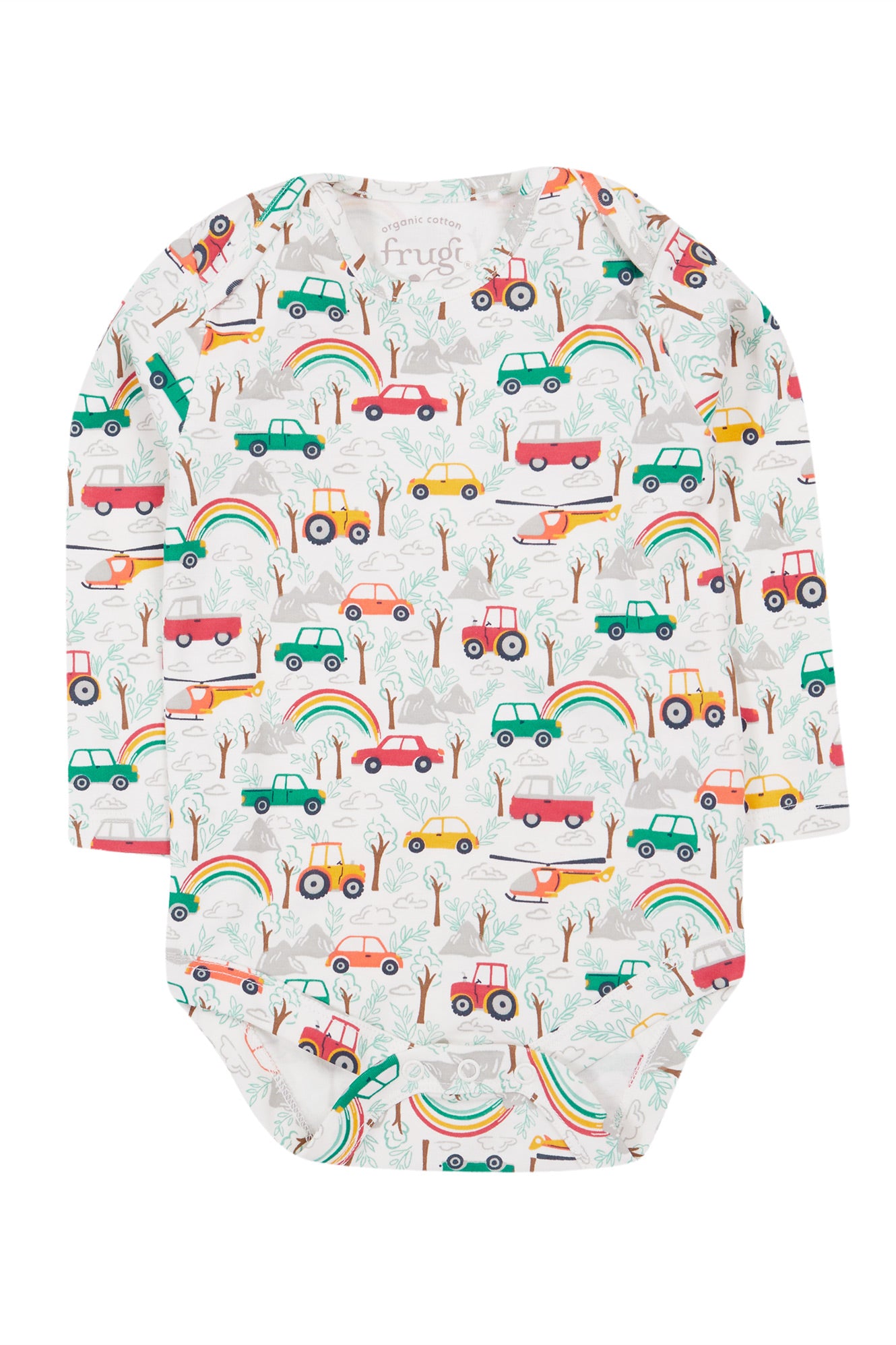 Frugi Baby Boys Multi Stripe / Cars  2 Pack Babygrow