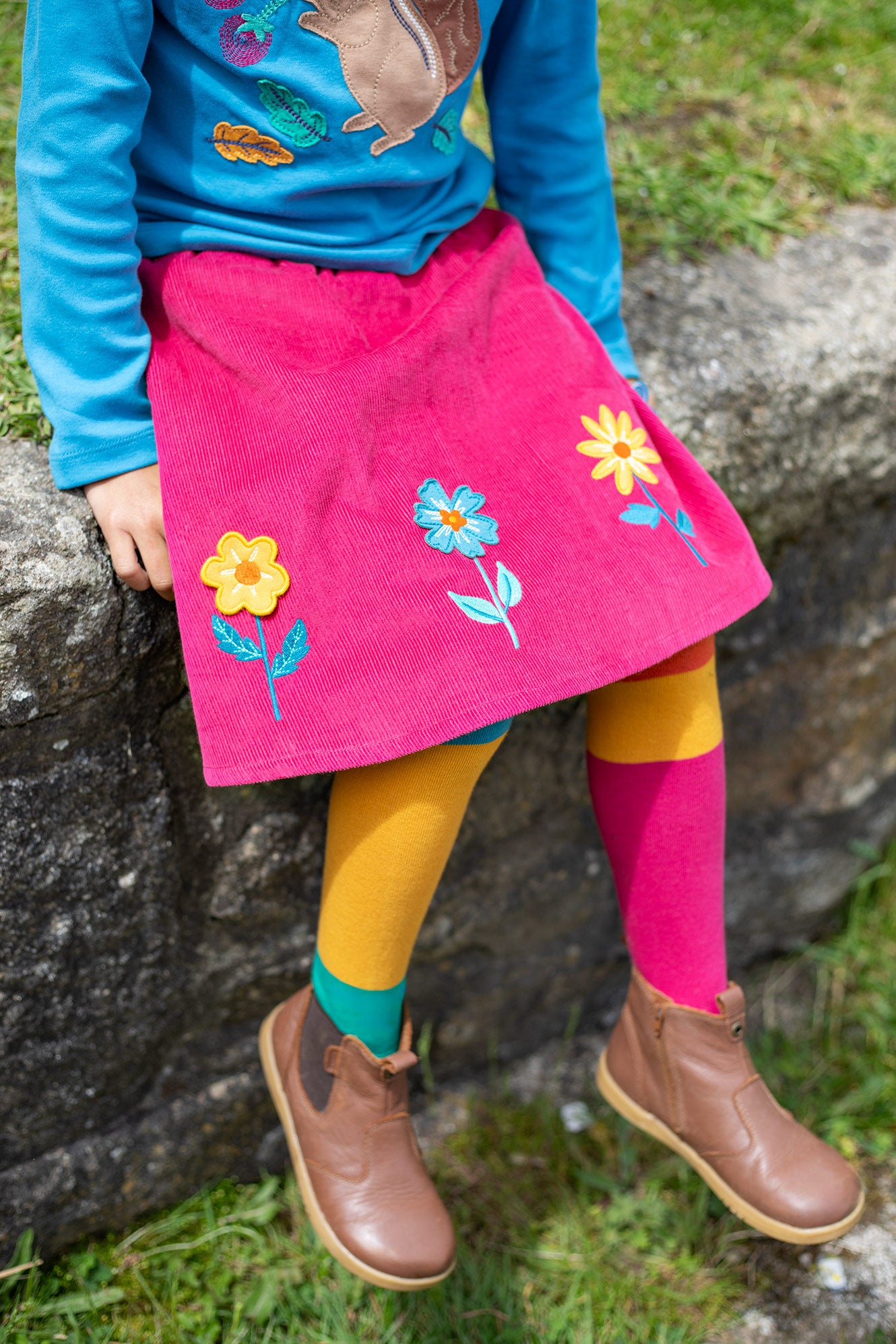 Frugi Girls Colour Block Norah Tights