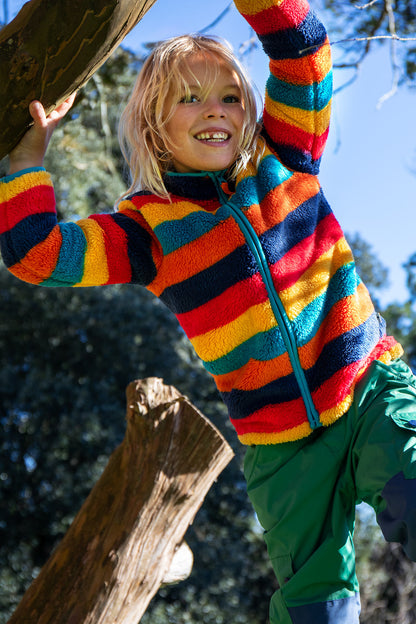 Frugi Boys Zipped Autumn Stripe Fleece