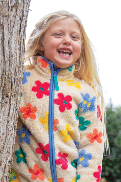 Frugi Girls Zipped Flower Pop Ted Fleece