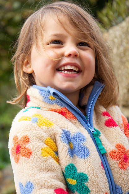 Frugi Girls Zipped Flower Pop Ted Fleece