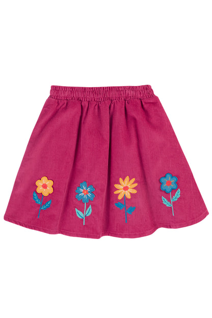 Frugi Girls Katya Berry Flower Cord Skirt