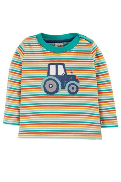 Frugi Baby Boys Tractor Multistripe Longsleeve T-shirt