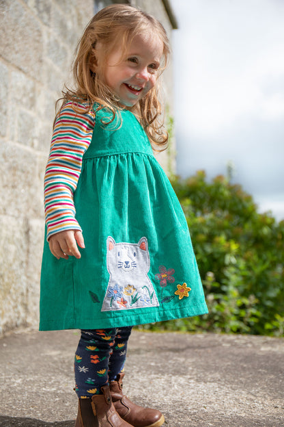 Frugi Baby Girls Lily Cord Iguana/ Cat Dress