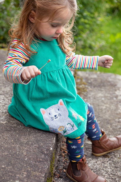 Frugi Baby Girls Lily Cord Iguana/ Cat Dress